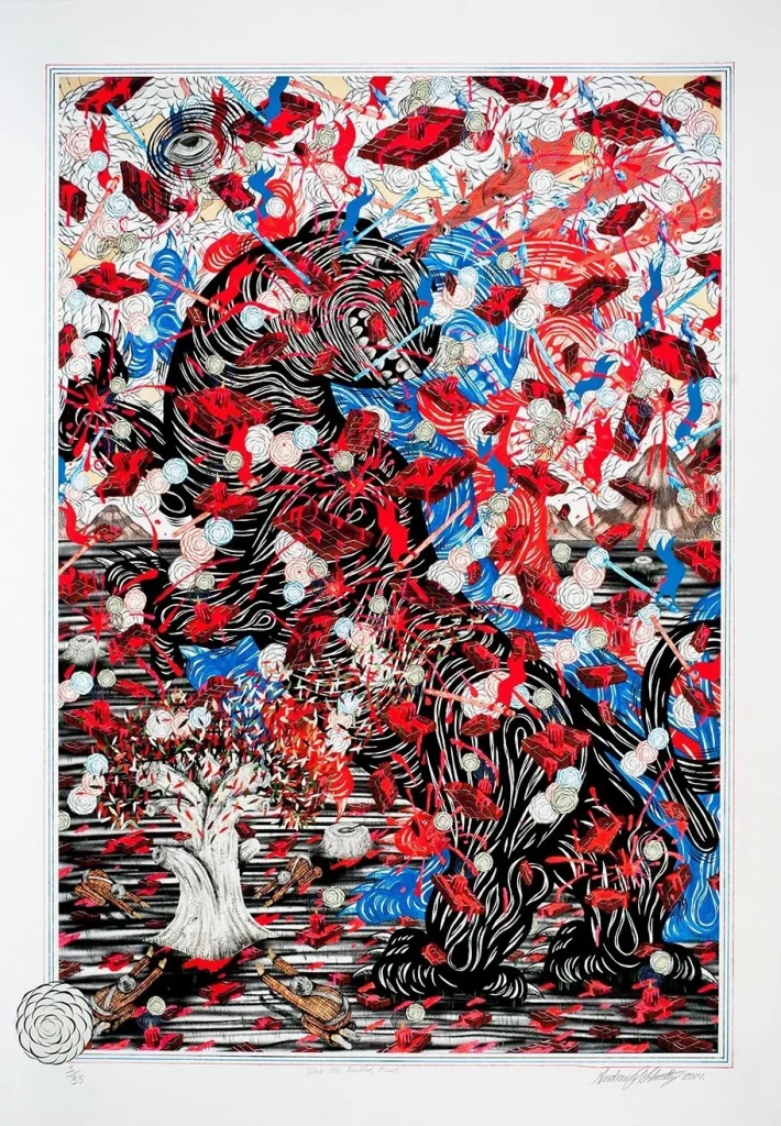 Andrew Schoultz — Sing The Troubled Beast — artwork