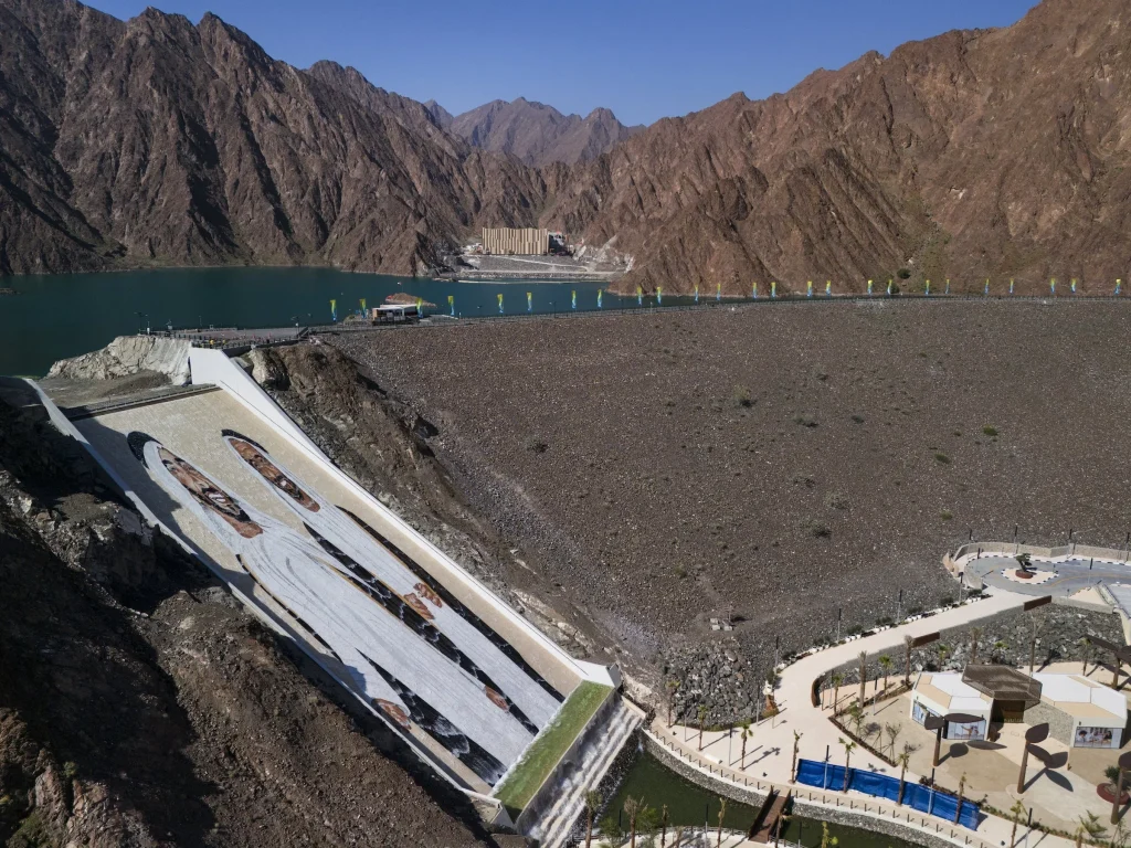 The mosaic on the Hatta Dam spillway beside the reservoir